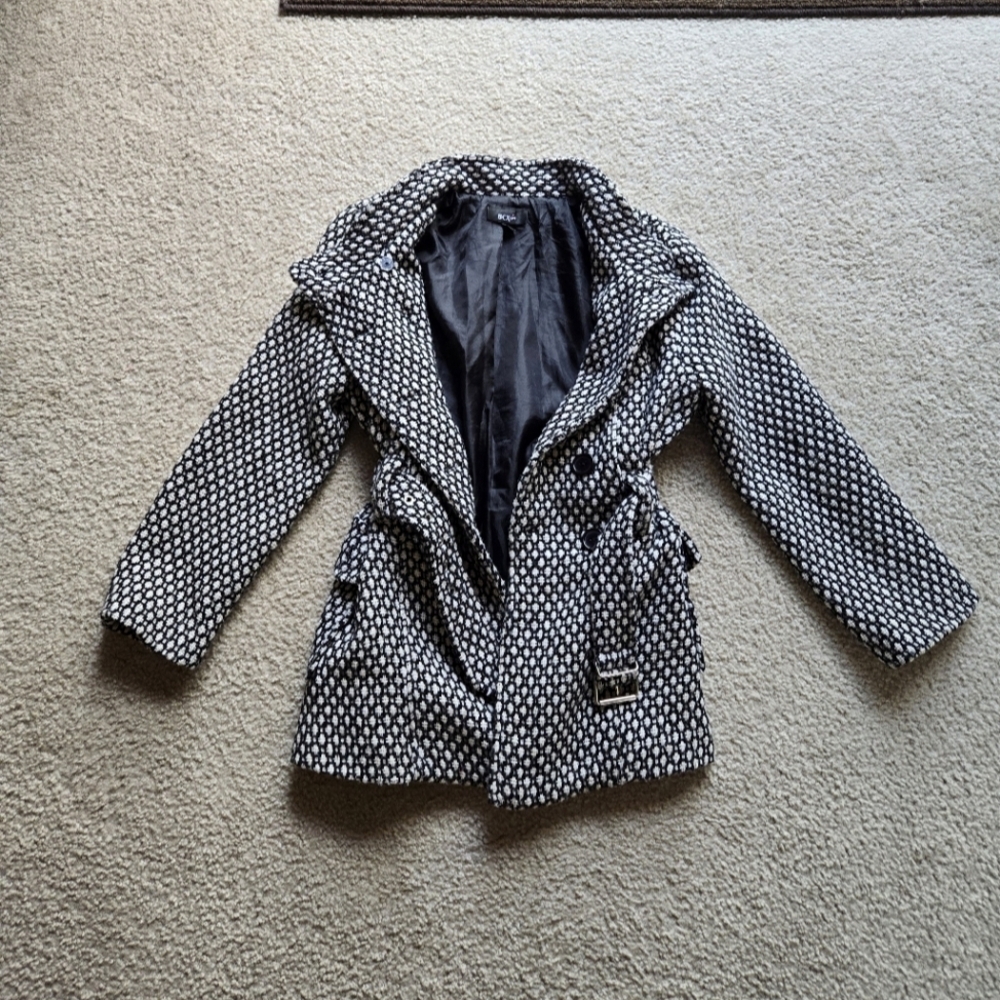 BCX Girl's Black & White Peacoat Jacket